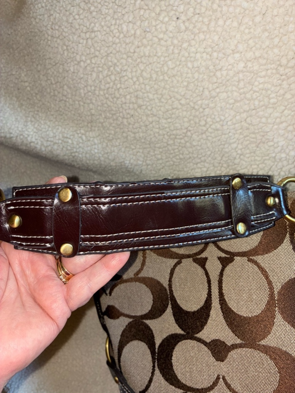 Vintage Coach Y2K Jacquard Signature Monogram Canvas & Leather Hobo Bag #1202 - Picture 10 of 16